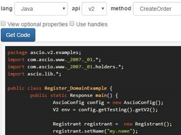 Example of Ascio's new domain api code generator